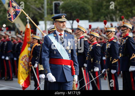 Madrid, Spain. 12th Oct, 2018. King Felipe during the national day parade in Madrid, Spain October12, 2017. Credit: Jimmy Olsen/Media Punch ***No Spain***/Alamy Live News Stock Photo