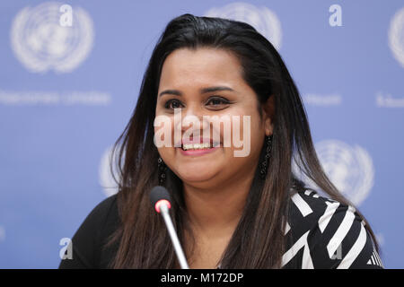 New York, NY, USA. 26th Jan, 2018. United Nations, New York, USA, January 26 2018 - Jayathma Wickramanayake, United Nations Secretary - General's Envoy on Youth Presser on the 2018 ECOSOC Youth Forum Meetings (January 30, 31) today at the UN Headquarters in New York City.Photo: Luiz Rampelotto/EuropaNewswire Credit: Luiz Rampelotto/ZUMA Wire/Alamy Live News Stock Photo