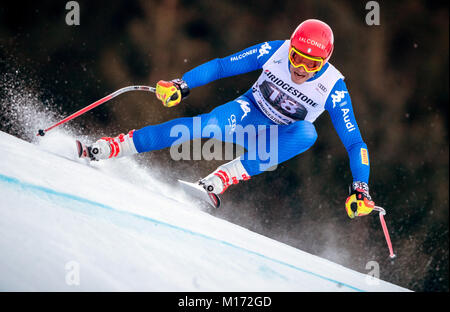 Christof Innerhofer (Italy) in action during the men's downhill event at the Ski World Cup in Garmisch-Partenkirchen, Germany, 27 Janaury 2018. Photo: Michael Kappeler/dpa Stock Photo