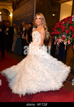 Dresden, Germany. 26th Jan, 2018. Sylvie Meis, moderator of the 13th Semper opera ball in Dresden, Germany, 26 January 2018. This year's motto of the Semper opera ball is called 'Magical Dresden - the ball brings luck.' Credit: Jens Kalaene/dpa/Alamy Live News Stock Photo