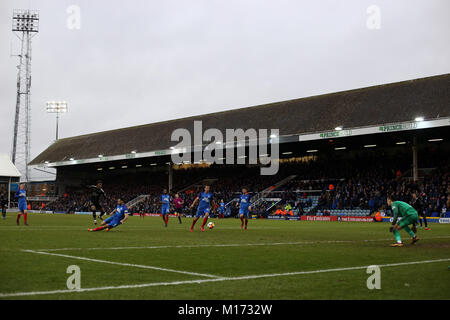 Peterborough, UK. 27th January, 2018. A general shot of the Abax Stadium (formerly London Road) in the Emirates FA Cup 4th round match at Peterborough United v Leicester City , on January 27, 2018 **THIS PICTURE IS FOR EDITORIAL USE ONLY** Credit: Paul Marriott/Alamy Live News Stock Photo