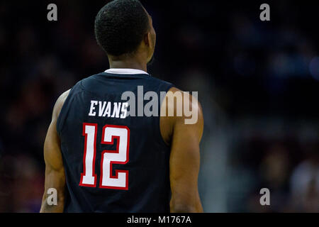 January 27, 2018: Texas Tech Red Raiders guard Keenan Evans (12) shoots ...