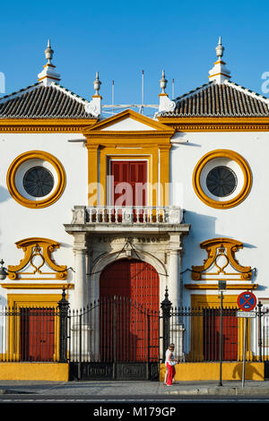 Main entrance, Plaza de Toros (bullring) La Maestranza, Seville, Spain Stock Photo