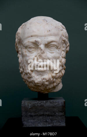 The Greek Philosopher Socrates.(469-399 BC.), Marble. Roman copy of a 3rd century greek original. NY Carlsberg Glyptotek. Copenhagen. Stock Photo