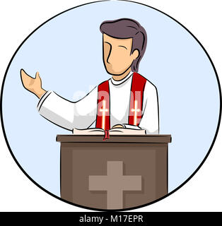 Illustration of a Priest Preaching During the Mass Stock Photo - Alamy