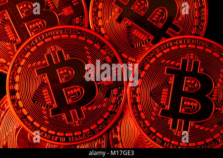 Bitcoin cryptocurrency coins texture background Stock Photo