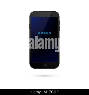 Mobile phone password field. concept of smartphone security, personal access, login, protection technology, user authorization. vector illustration Stock Vector