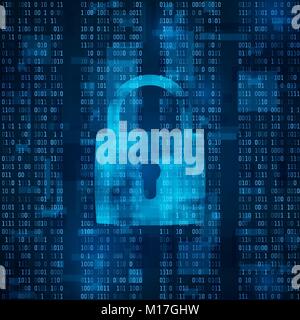 hacker attack lockout. data protection from hacking. antivirus software. cyber security. data encryption. protection information in network and Intern Stock Vector