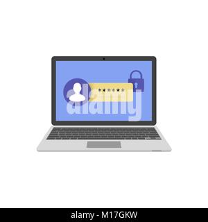 Access. Enter the password. Laptop screen. Flat vector illustration Stock Vector