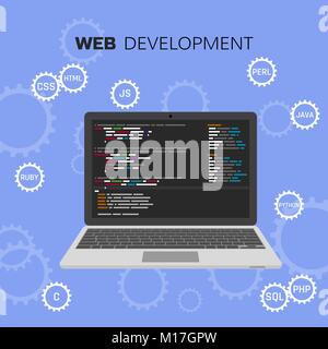 Web development infographic. Programming and coding concept. Vector illustration Stock Vector