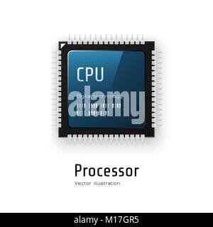 CPU. Microchip processor on white background. Vector illustration Stock Vector