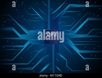 CPU. Hi-tech technology. Information communication technology elements. Vector illustration Stock Vector