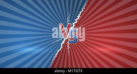 Concept of versus. Template of design for against, confrontation, competition or challenge. VS letters on retro background. Vector illustration Stock Vector