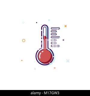 Concept thermometer icon. Thin line flat design element. Measure and measurement concept. Vector illustration isolated on white background Stock Vector