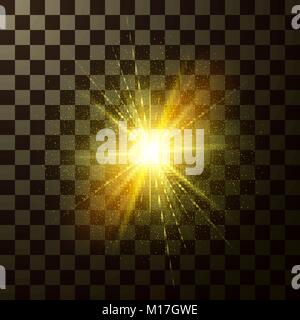 Brilliant star shining. Design magical light with sparkles isolated on transparent background. Mystic flash of Christmas fantasy. Vector illustration Stock Vector