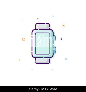 Concept smart watch icon. Thin line flat design element. Vector illustration isolated on white background Stock Vector