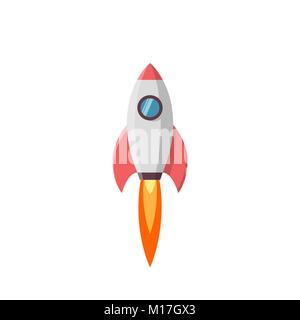Rocket launch. Vector illustration isolated on white Stock Vector