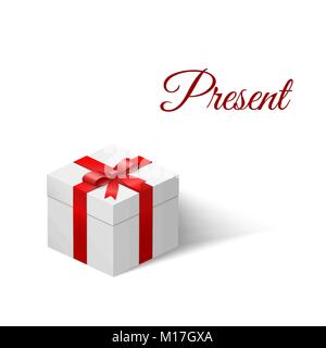 Present. White box with a bow tied with ribbon. Vector illustration Stock Vector