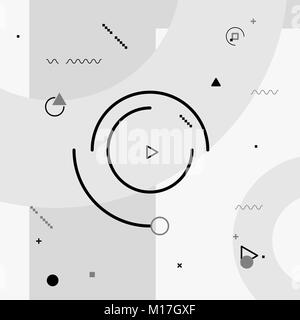 Motion graphics elements. Black and white composition. Vector illustration background. Geometric figures Stock Vector