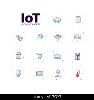 Concept Internet of things icons. Vector illustration icons of iot in white background Stock Vector
