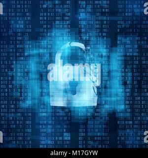 Hacked firewall concept. Broken security system, Cybercrime.  broken lock on matrix background. vector illustration Stock Vector
