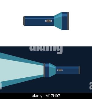 Flashlight. On and off position. Flat vector illustration Stock Vector