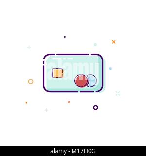 Concept credit cart icon. Thin line flat design element. purchase and payment online concept. Vector illustration isolated on white background Stock Vector