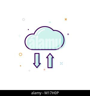 Concept cloud icon. Thin line flat design. Data store concept. Vector illustration isolated on white background Stock Vector