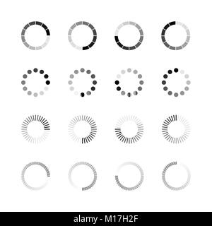Loading icon set. Simple template of gradually upload or download indicator. Vector illustration isolated on white background Stock Vector