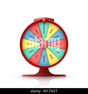 Wheel of fortune. 3d object isolated on white background. Vector illustration Stock Vector