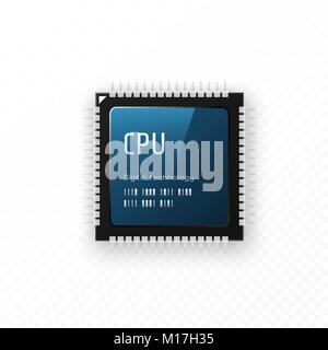 CPU isolated on transparent background. Microchip unit concept. Vector illustration Stock Vector