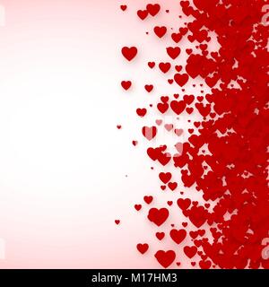 Heart confetti frame for banner. St. Valentines day hearts background. Vector illustration Stock Vector