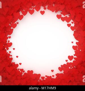 Red heart frame. Heart confetti frame for banner. St. Valentines day hearts background. Vector illustration Stock Vector
