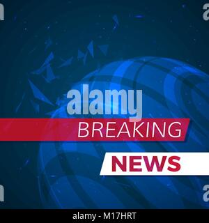 Breaking news modern banner, futeristic media background concept. Vector illustration Stock Vector