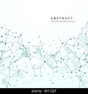 Data visualization concept. Graphic Node pattern. Complex intricacy network structure. Abstract futuristic plexus. Compound particles, molecular mesh Stock Vector