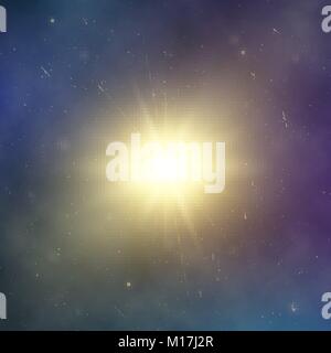 Sun light. Abstract bright star in space. Dark astral fantasy background. Vector illustration Stock Vector