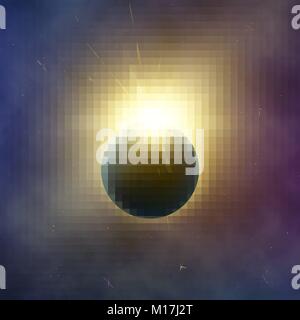 Open space. Realistic beautiful solar eclipse. Abstract star eclipse effect. Vector background Stock Vector