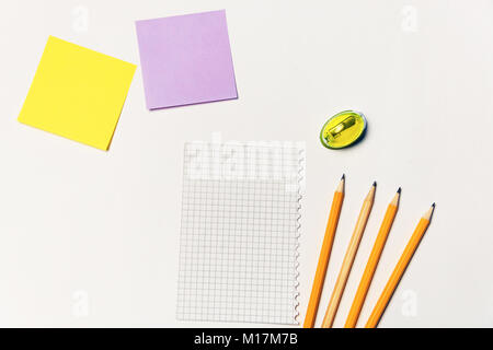 stickers, record sheets and pencils Stock Photo