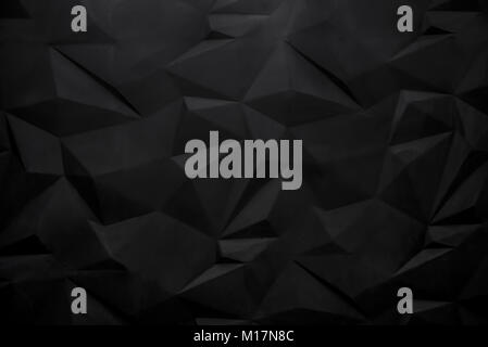 Black abstract polygonal background wall. Soft focus. Stock Photo