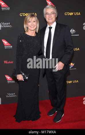 Los Angeles, California, USA. 27th Jan, 2018. Olivia Newton John and John Farrar arrives for the G'Day USA Black Tie Gala 2018 at the Intercontinental Los Angeles Downtown Hotel. Credit: Lisa O'Connor/ZUMA Wire/Alamy Live News Stock Photo