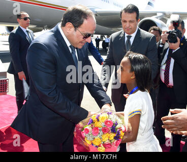 Addis Ababa, Addis Ababa, Ethiopia. 27th Jan, 2018. Egyptian President, Abdel Fattah al-Sisi, upon arriving at Addis Ababa, Ethiopia, January 27, 2018 Credit: Egyptian President Office/APA Images/ZUMA Wire/Alamy Live News Stock Photo