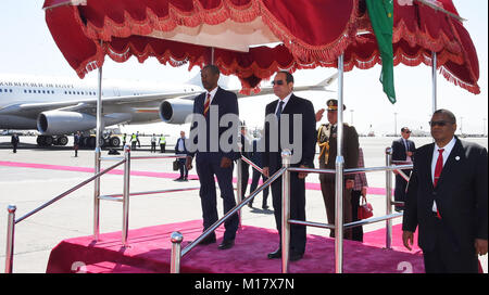 Addis Ababa, Addis Ababa, Ethiopia. 27th Jan, 2018. Egyptian President, Abdel Fattah al-Sisi, upon arriving at Addis Ababa, Ethiopia, January 27, 2018 Credit: Egyptian President Office/APA Images/ZUMA Wire/Alamy Live News Stock Photo