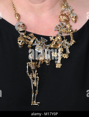 Hollywood, California, USA. 27th January 2018. Production designer Sarah Greenwood, jewelry detail, attends Art Directors Guild 22nd Annual Excellence in Production Design Awards at the Dolby Theatre on January 27, 2018 in Hollywood, California. Photo by Barry King/Alamy Live News Stock Photo