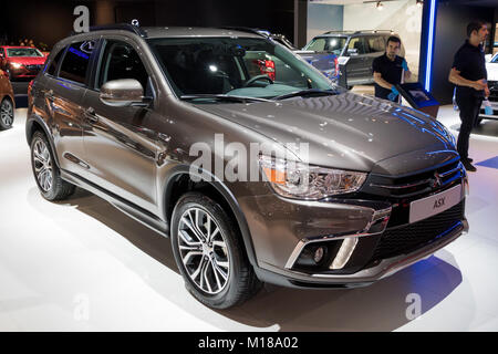 BRUSSELS - JAN 10, 2018: New Mitsubishi ASX compact SUV car shown at the Brussels Motor Show. Stock Photo