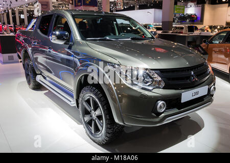 BRUSSELS - JAN 10, 2018: New Mitsubishi L200 Triton pickup truck shown at the Brussels Motor Show. Stock Photo