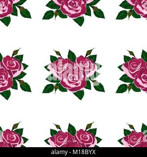 Seamless wallpaper pink roses  Stock Vector