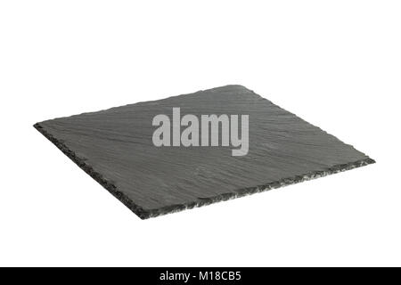 Small slate platter on white background. slate board isolated. Stock Photo