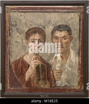 Naples. Italy. Fresco of the baker Terentius Neo with his wife. Naples National Archaeological Museum. Museo Archeologico Nazionale di Napoli.  1st ce Stock Photo