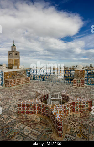 At the top of a typical roof of a traditional house in Tunis, Tunisia. Stock Photo