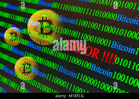 Bitcoin,binary code with lettering Error Stock Photo